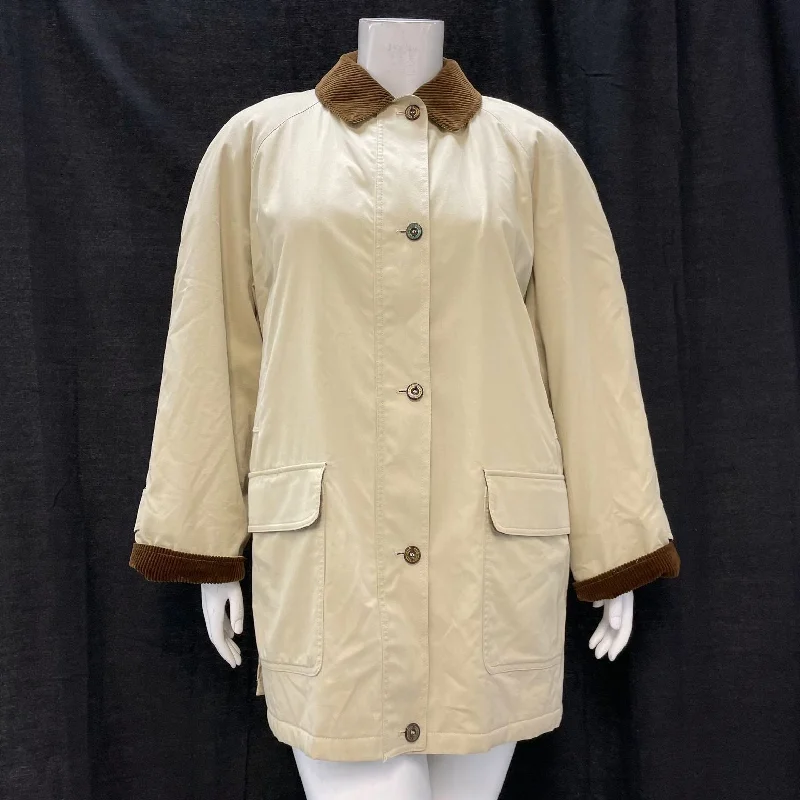 Wmns 90s Vintage BURBERRYS Tan Corduroy Trim Coat Jacket Sz L AUTHENTICATED Welt Pockets Slit Pockets Flap Pockets Wmns 90s Vintage BURBERRYS Tan Corduroy Trim Coat Jacket Sz L AUTHENTICATED Welt Pockets Slit Pockets Flap Pockets