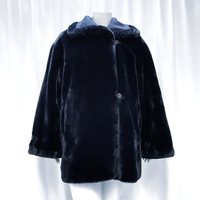 Wmns ESCADA Navy Blue Soft Plush Faux Fur Teddy Coat Jacket Sz 36 AUTHENTICATED Knit Fabric Woven Fabric Fleece Fabric Wmns ESCADA Navy Blue Soft Plush Faux Fur Teddy Coat Jacket Sz 36 AUTHENTICATED Knit Fabric Woven Fabric Fleece Fabric
