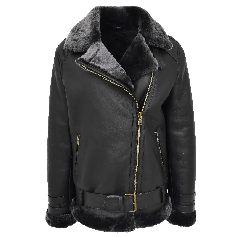 Womens Real Sheepskin Jacket Black X-Zip Aviator Belted Shearling Coat Willow Embroidered Jacket Appliqued Jacket Beaded Jacket Womens Real Sheepskin Jacket Black X-Zip Aviator Belted Shearling Coat Willow Embroidered Jacket Appliqued Jacket Beaded Jacket