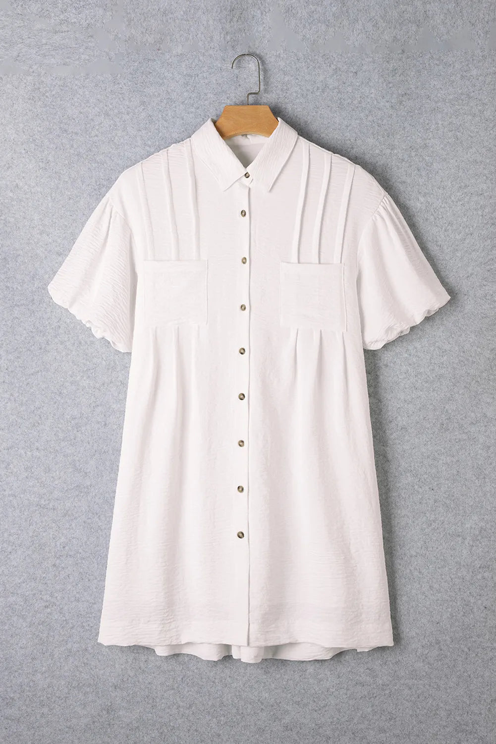 Collared Neck Short Sleeve Mini Dress Chic Tropical Mini Dress