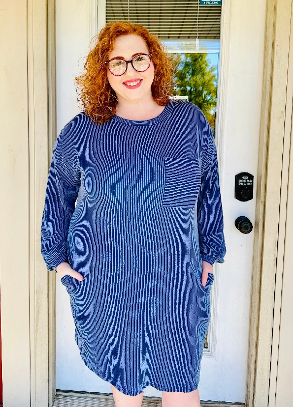 Dusty Blue Textured Round Neck Long Sleeve Mini Dress w Pockets Comfortable Off-Shoulder Mini Dress Dusty Blue Textured Round Neck Long Sleeve Mini Dress w Pockets Comfortable Off-Shoulder Mini Dress