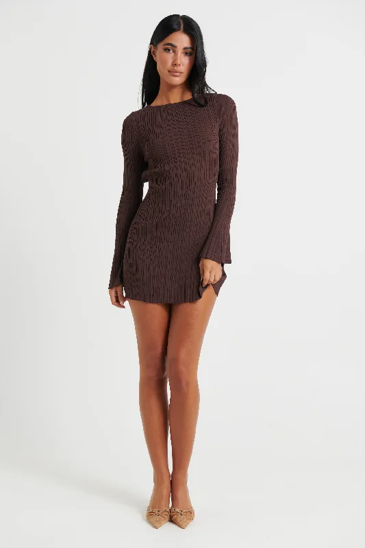 Mable Mini Dress Chocolate Cozy Cotton Mini Dress