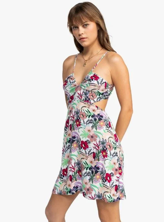 Roxy Women's Dresses Tie BackMini Dress Fashionable Mini Dress with Slits