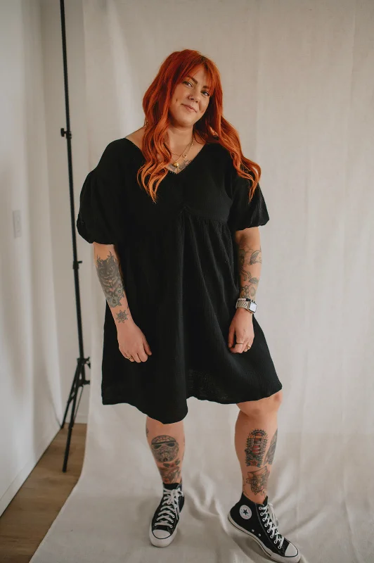 The Elodie Puff Sleeve Mini Dress by NLT - Black - PLUS Stylish Sweetheart Mini Dress The Elodie Puff Sleeve Mini Dress by NLT - Black - PLUS Stylish Sweetheart Mini Dress