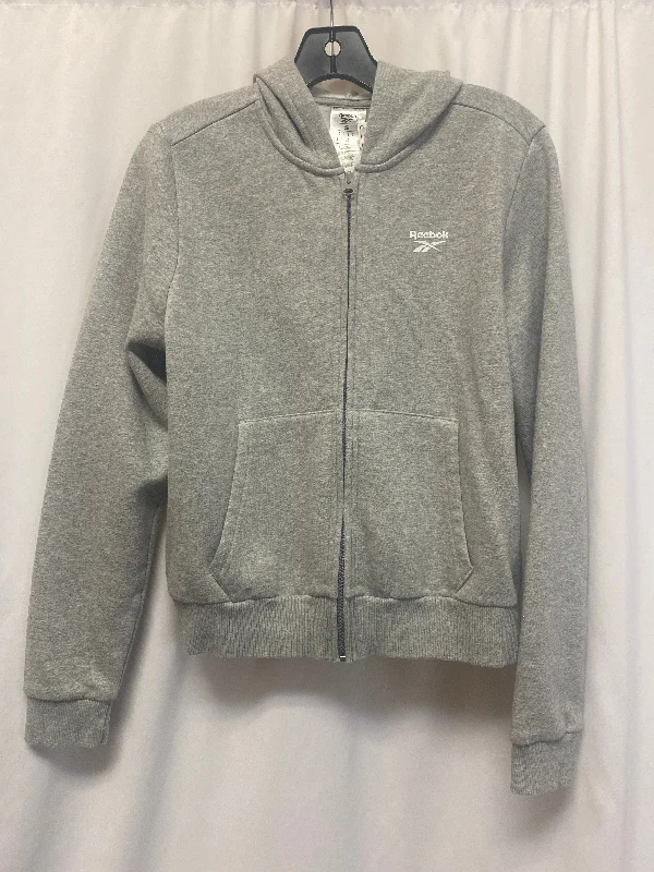 Athletic Jacket By Reebok In Grey, Size: S Tailored Jacket Straight Jacket A-Line Jacket
