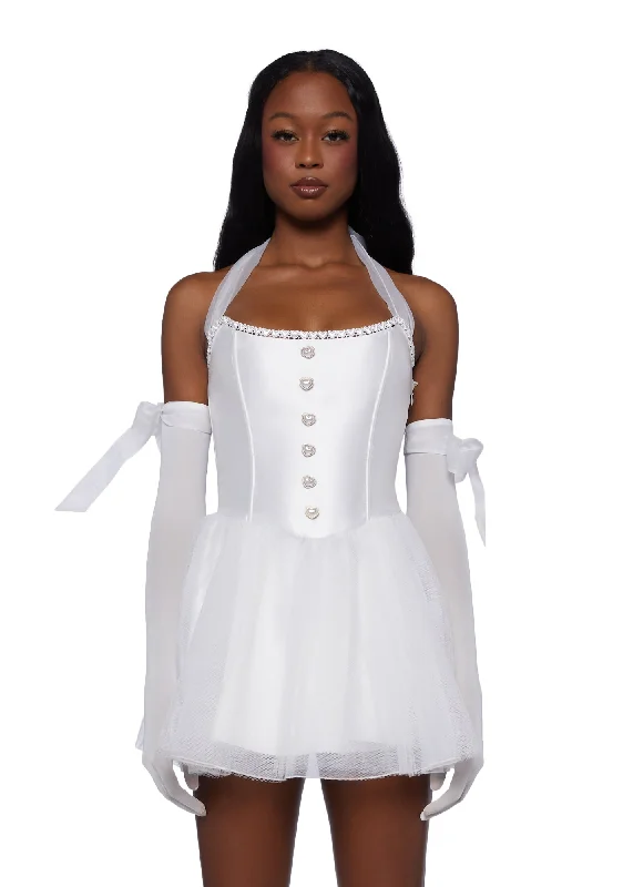Dream Of You Mini Dress- White Cozy A-Line Mini Dress