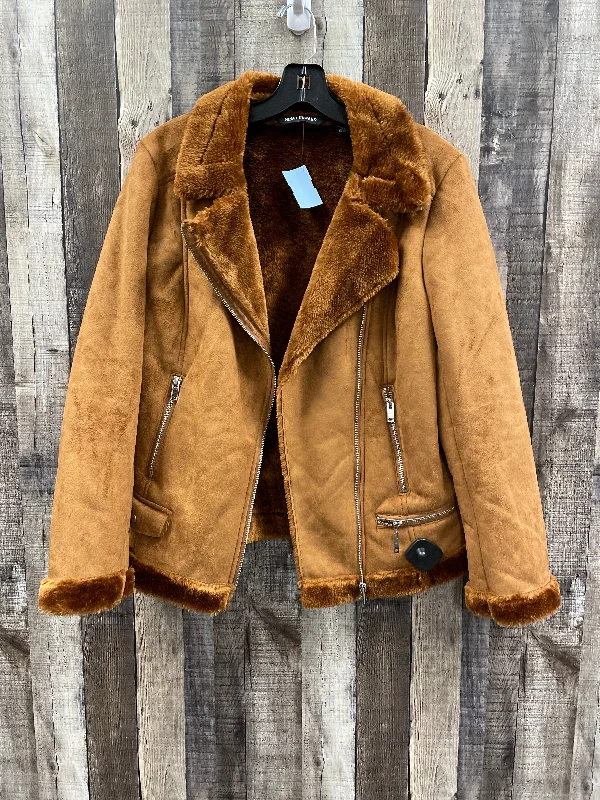 Jacket Faux Fur & Sherpa By Nina Leonard In Brown, Size: S Wool Fabric Cashmere Fabric Tweed Fabric
