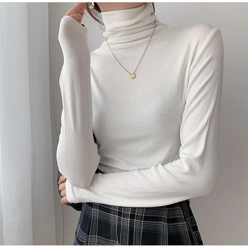 2022 Spring Autumn Women Pullover Female Knitted Sweaters Solid Concise Turtleneck Elasticity Elegant Office Lady Casual Tops Casual Formal Business 2022 Spring Autumn Women Pullover Female Knitted Sweaters Solid Concise Turtleneck Elasticity Elegant Office Lady Casual Tops Casual Formal Business