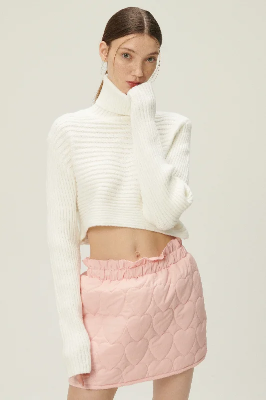 Hannah High Neck Ribbed Sweater Front Pockets Side Pockets Patch Pockets