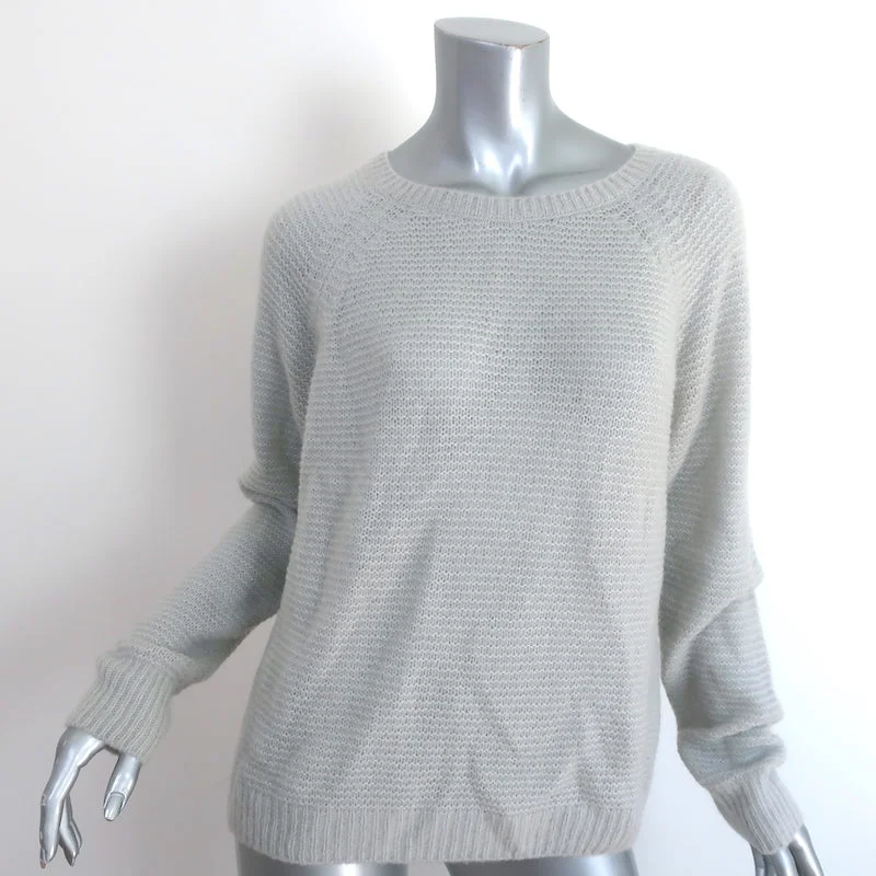 Max Mara Finnici Raglan Sweater Light Gray Cashmere-Silk Knit Size Medium Satin Fabric Silk Fabric Chiffon Fabric Max Mara Finnici Raglan Sweater Light Gray Cashmere-Silk Knit Size Medium Satin Fabric Silk Fabric Chiffon Fabric