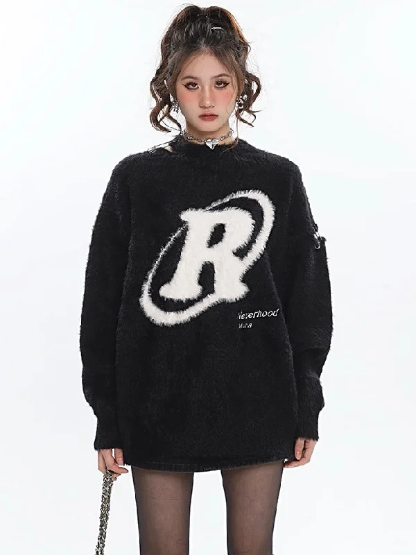 R Halo Neverhood Muha Graphic Image Print Letter Embroidery Long Sleeve Fleece Sweater Machine Wash Dry Clean Hand Wash R Halo Neverhood Muha Graphic Image Print Letter Embroidery Long Sleeve Fleece Sweater Machine Wash Dry Clean Hand Wash