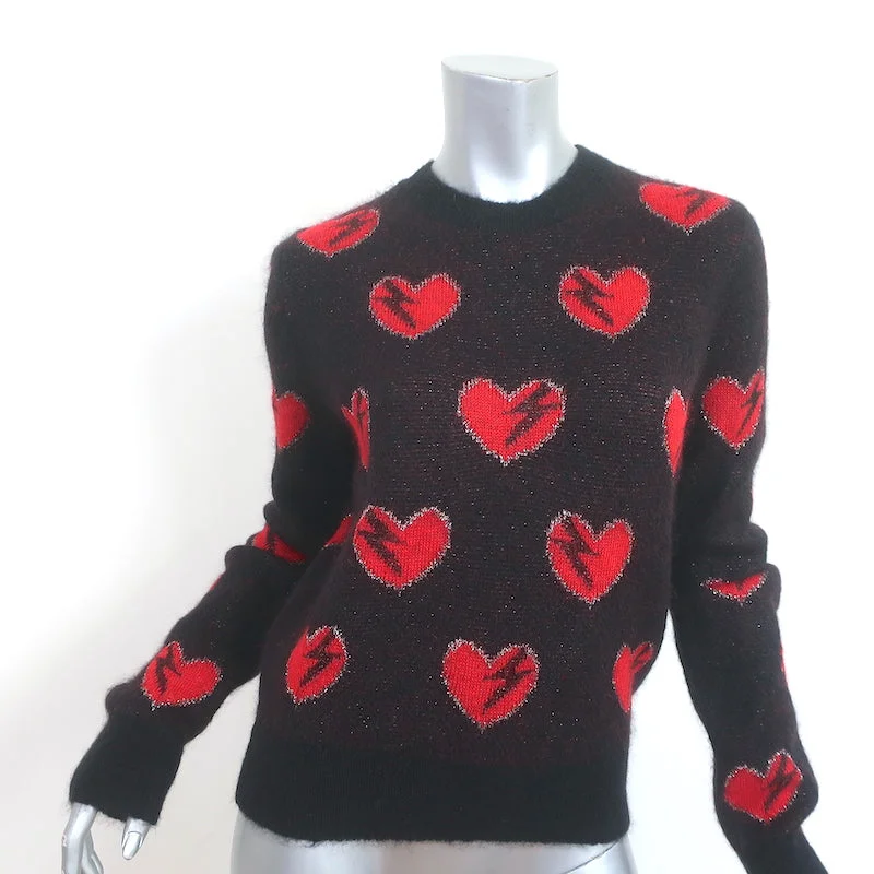 Saint Laurent Lightning Heart Sweater Black/Red Mohair-Blend Size Medium Terry Blend Velvet Blend Canvas Blend Saint Laurent Lightning Heart Sweater Black/Red Mohair-Blend Size Medium Terry Blend Velvet Blend Canvas Blend