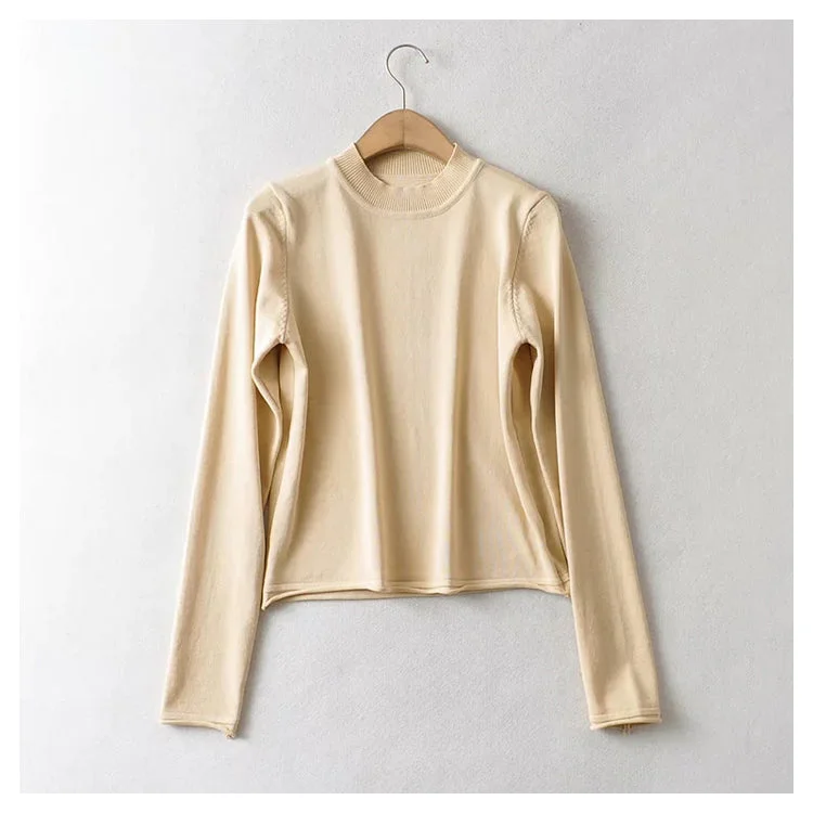 Versatile sweet half high collar bottomed sweater top 7438 Handmade Hand-knitted Hand-woven Versatile sweet half high collar bottomed sweater top 7438 Handmade Hand-knitted Hand-woven