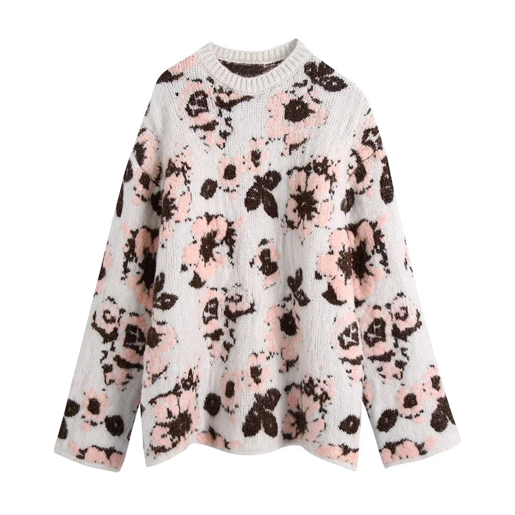Vintage forest flower jacquard sweater soft waxy sweater 7433 Wool Sweater Cotton Sweater Cashmere Sweater Vintage forest flower jacquard sweater soft waxy sweater 7433 Wool Sweater Cotton Sweater Cashmere Sweater