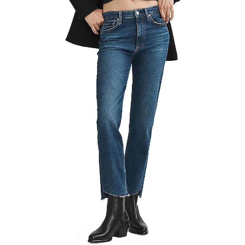 Womens Mid Rise Straight Straight Leg Jeans Trendy Bootcut High-Waisted Jeans