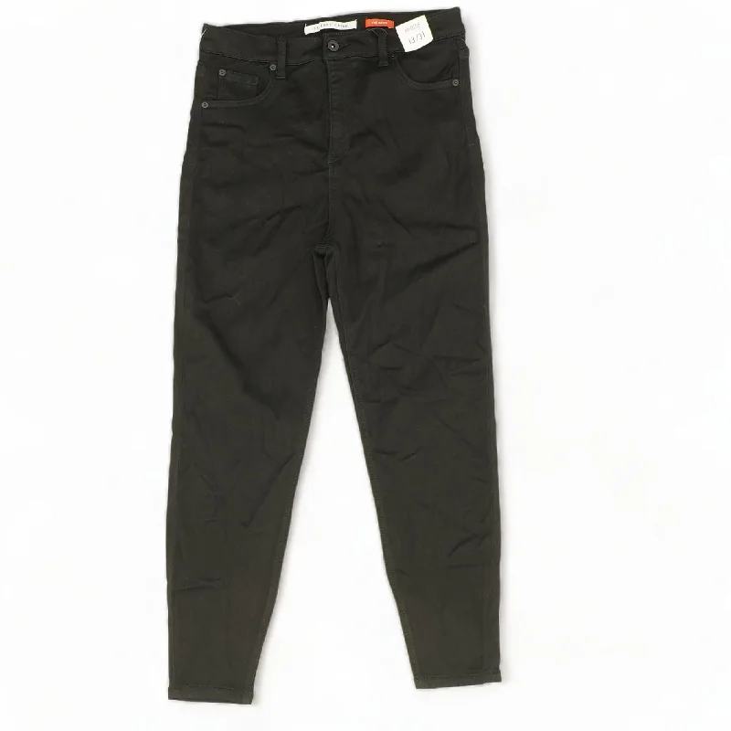 Black Solid High Rise Skinny Leg Jeans Elegant High-Waisted Flared Jeans