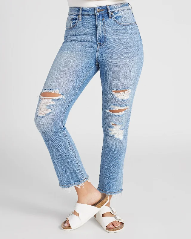 Crosby Boy Distressed Straight-Leg Jeans Chic Double Waistband Jeans