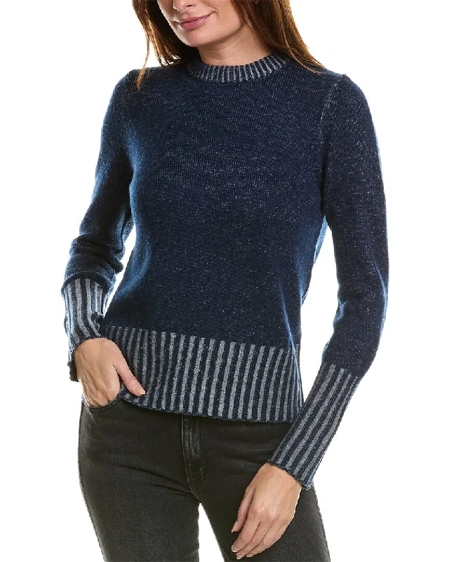 Forte Cashmere Plaited Crewneck Wool & Cashmere-Blend Sweater Embroidered Appliqued Beaded
