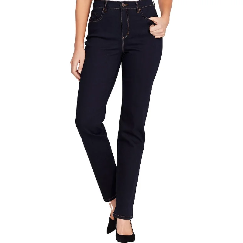 Gloria Vanderbilt Womens Petites High Rise Dark Wash Straight Leg Jeans Fashionable Raw Edge Jeans Gloria Vanderbilt Womens Petites High Rise Dark Wash Straight Leg Jeans Fashionable Raw Edge Jeans