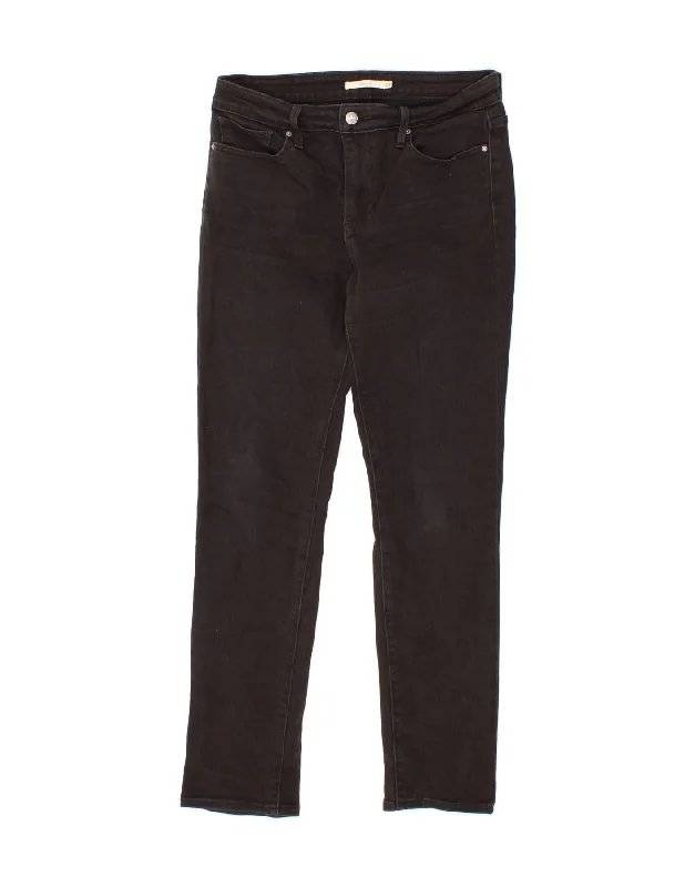 LEVI'S Womens 712 Slim Jeans  W29 L30 Black Cotton Trendy Wide-Leg High-Waist Denim