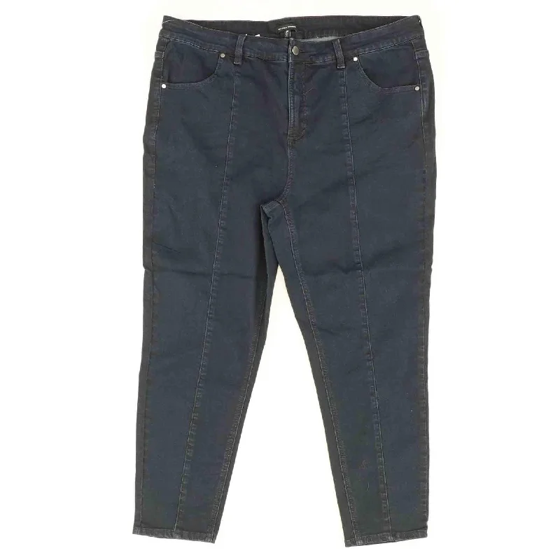 Navy Solid High Rise Skinny Leg Jeans Casual Loose Fit Jeans