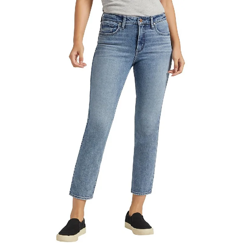 Silver Jeans Co. Womens Most Wanted Mid-Rise Ankle Straight Leg Jeans Chic Double Waistband Jeans Silver Jeans Co. Womens Most Wanted Mid-Rise Ankle Straight Leg Jeans Chic Double Waistband Jeans