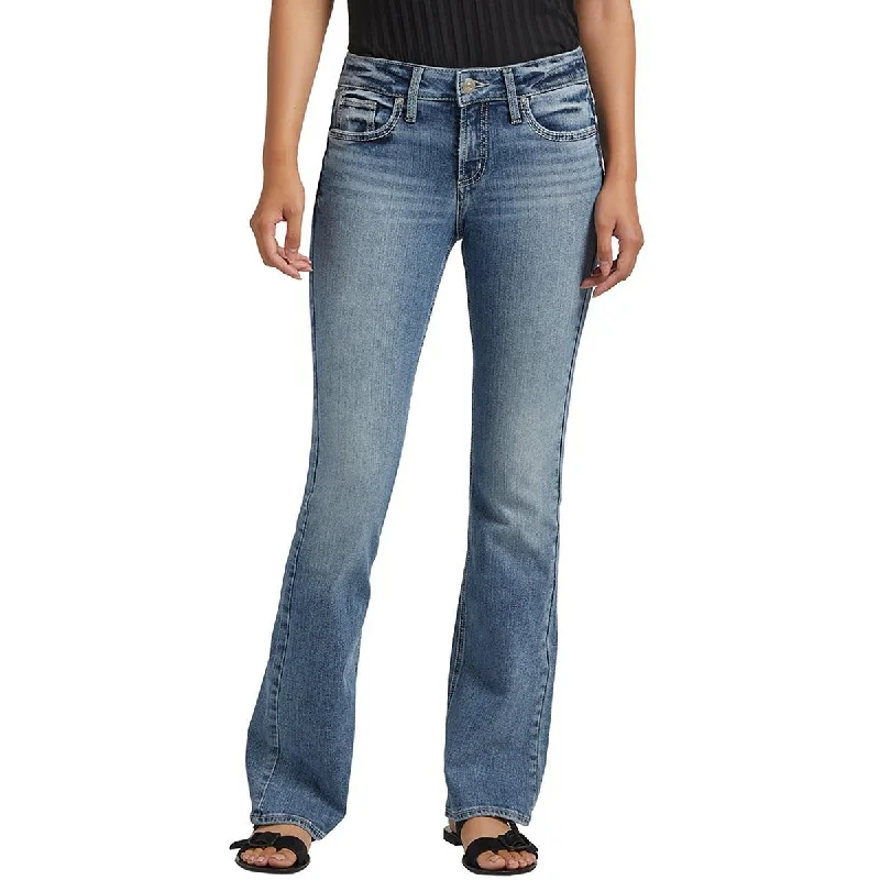 Silver Jeans Co. Womens Suki Mid-Rise Curvy Fit Bootcut Jeans Stylish Paperbag Waist Denim Silver Jeans Co. Womens Suki Mid-Rise Curvy Fit Bootcut Jeans Stylish Paperbag Waist Denim