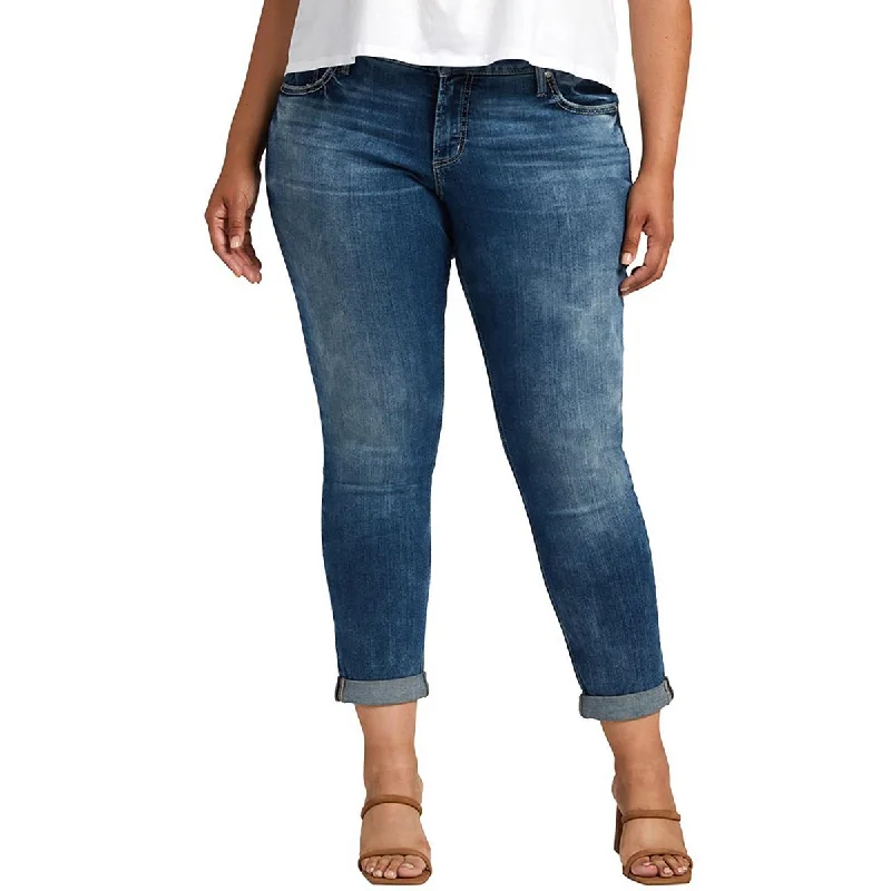 Silver Jeans Womens Plus Girlfriend Universal Fit Skinny Jeans Casual Distressed Denim Jeans Silver Jeans Womens Plus Girlfriend Universal Fit Skinny Jeans Casual Distressed Denim Jeans