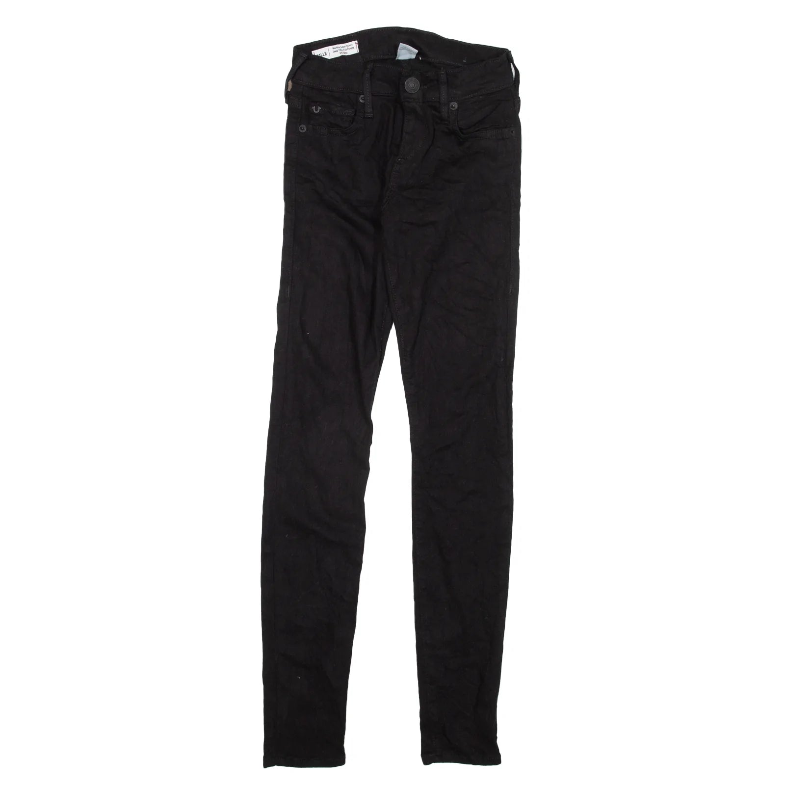 TRUE RELIGION Mid Rise Halle Jeans Black Denim Slim Skinny Womens W23 L28 Elegant Dark-Wash Bootcut Jeans
