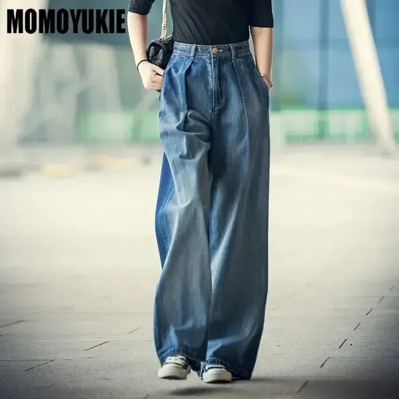 Vintage High Waist Jeans Woman Streetwear Korean Women's Jeans Casual Straight-Leg Jeans Vintage High Waist Jeans Woman Streetwear Korean Women's Jeans Casual Straight-Leg Jeans