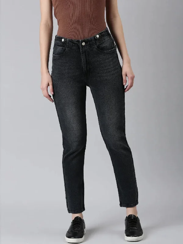 Women Charcoal Solid Regular Fit Denim Jeans-GZ-5529-Charcoal Elegant High-Waisted Flared Jeans Women Charcoal Solid Regular Fit Denim Jeans-GZ-5529-Charcoal Elegant High-Waisted Flared Jeans