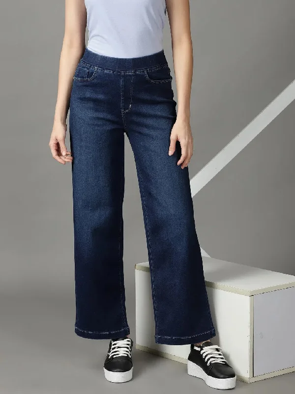 Women's Navy Blue Solid Straight Fit Denim Jeans-IM-10169-B-Navyblue Comfortable Dark Wash Jeans Women's Navy Blue Solid Straight Fit Denim Jeans-IM-10169-B-Navyblue Comfortable Dark Wash Jeans