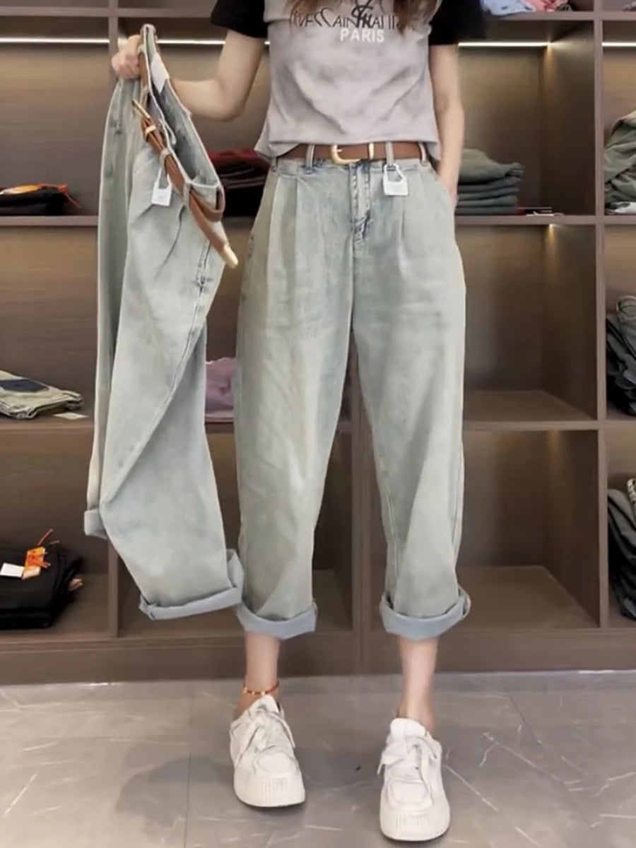 Y2k Pear-shaped Body Slight Fat Wear With Large Size Jeans Children Chic Ripped Jeans
