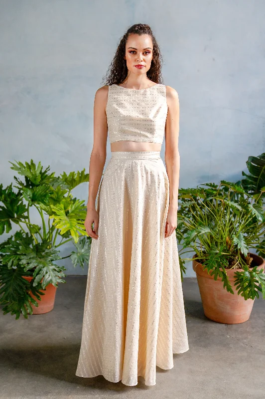 ANEELA Striped Metallic Skirt flowy skirt hem