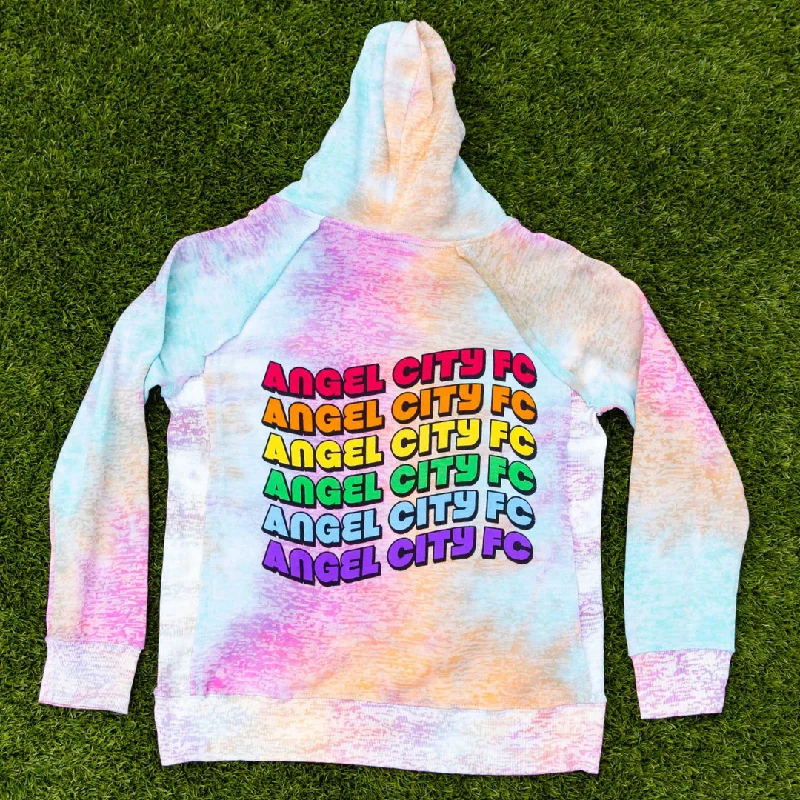 Angel City FC Pride 2023 Women's Tie-Dye Hoodie Hoodie with Drawcord Adjustable Secure Angel City FC Pride 2023 Women's Tie-Dye Hoodie Hoodie with Drawcord Adjustable Secure