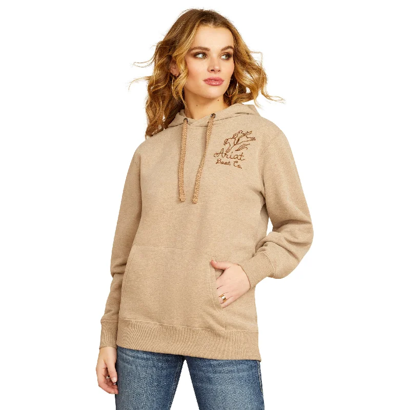 Ariat Ladies Bronco Stitch Dark Oatmeal Heather Hoodie 10052408 Hoodie with Full-Zip Functional Layering Ariat Ladies Bronco Stitch Dark Oatmeal Heather Hoodie 10052408 Hoodie with Full-Zip Functional Layering