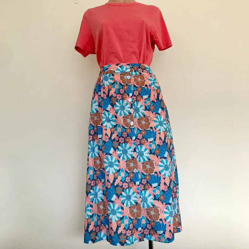 Ashlee Skirt - Cobalt Coral Floral chiffon skirt floaty