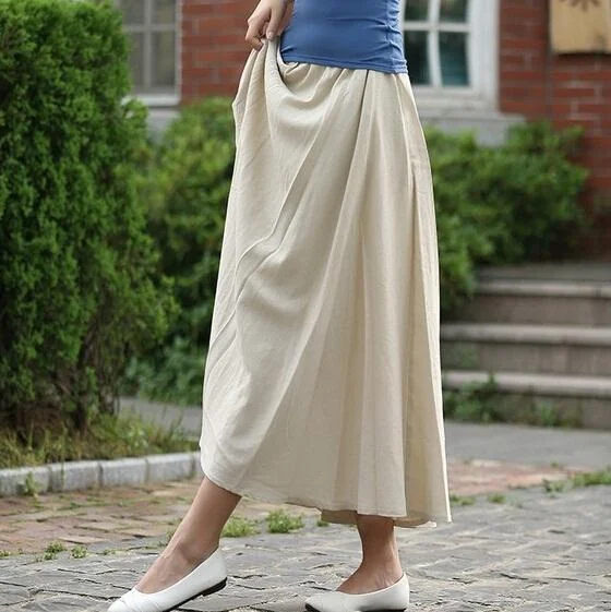 Cotton and Linen Maxi Skirts linen skirt natural