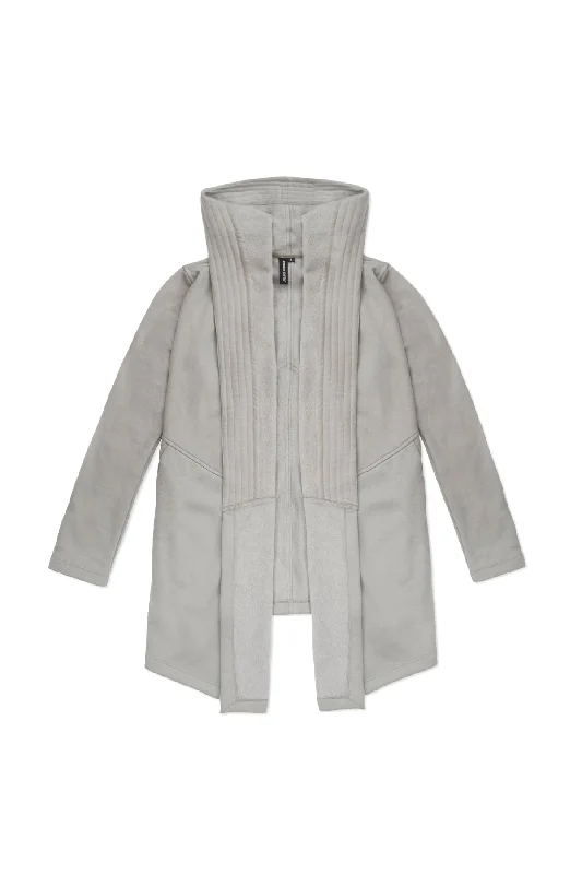 DRAPED HOODIE IN ASH Hoodie with Button Classic Timeless