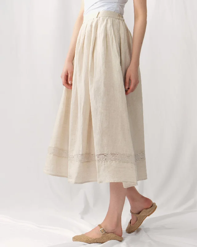 Eva Lace Pleated Maxi Skirt pleated skirt texture