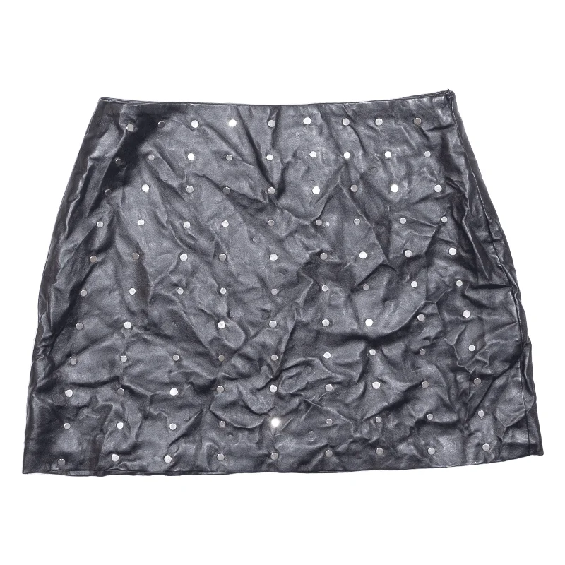 FASHION UNION Faux Leather Metal Beading Womens Pencil Skirt Black Short UK 12 corduroy skirt textured