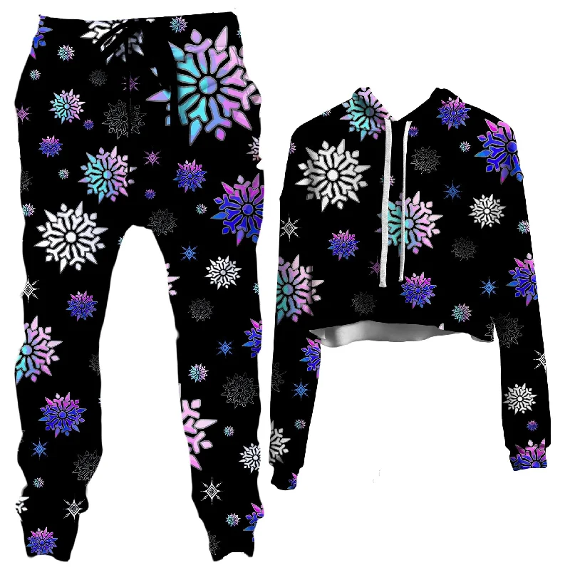 Festive Night Sky Crop Hoodie and Joggers Combo Hoodie with Hem Patch Decorative Personalized Festive Night Sky Crop Hoodie and Joggers Combo Hoodie with Hem Patch Decorative Personalized