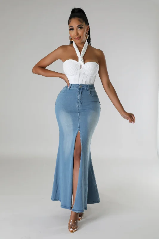 Dream Catchin’ Denim Skirt belted skirt waist
