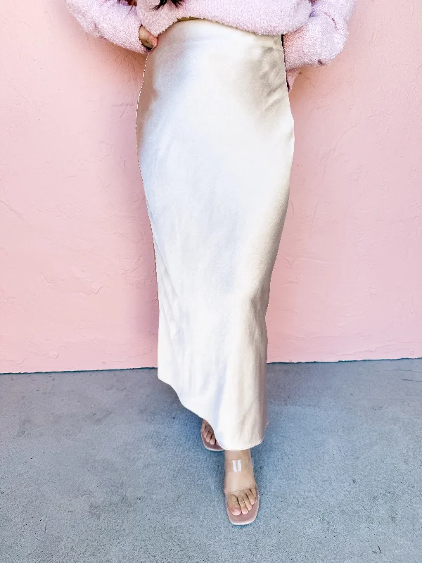 Shift In Perspective Satin Maxi Skirt-Sand leather skirt durable