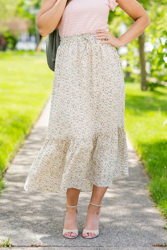 Ivy Ruffle Bottom Maxi Skirt lace skirt delicate