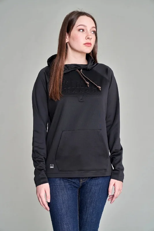 Kimes Ranch Womens Sedona Bossed Black 100% Polyester Hoodie Hoodie with Hem Patch Decorative Personalized Kimes Ranch Womens Sedona Bossed Black 100% Polyester Hoodie Hoodie with Hem Patch Decorative Personalized