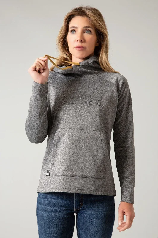 Kimes Ranch Womens Sedona Bossed Charcoal Heather 100% Polyester Hoodie Hoodie with Back Slit Movement Comfort Kimes Ranch Womens Sedona Bossed Charcoal Heather 100% Polyester Hoodie Hoodie with Back Slit Movement Comfort