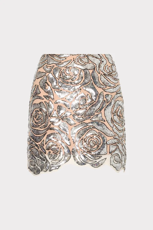 Kristina Rose Sequins Mini Skirt denim skirt classic