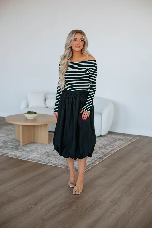 Mikala Midi Skirt - Black cashmere skirt plush