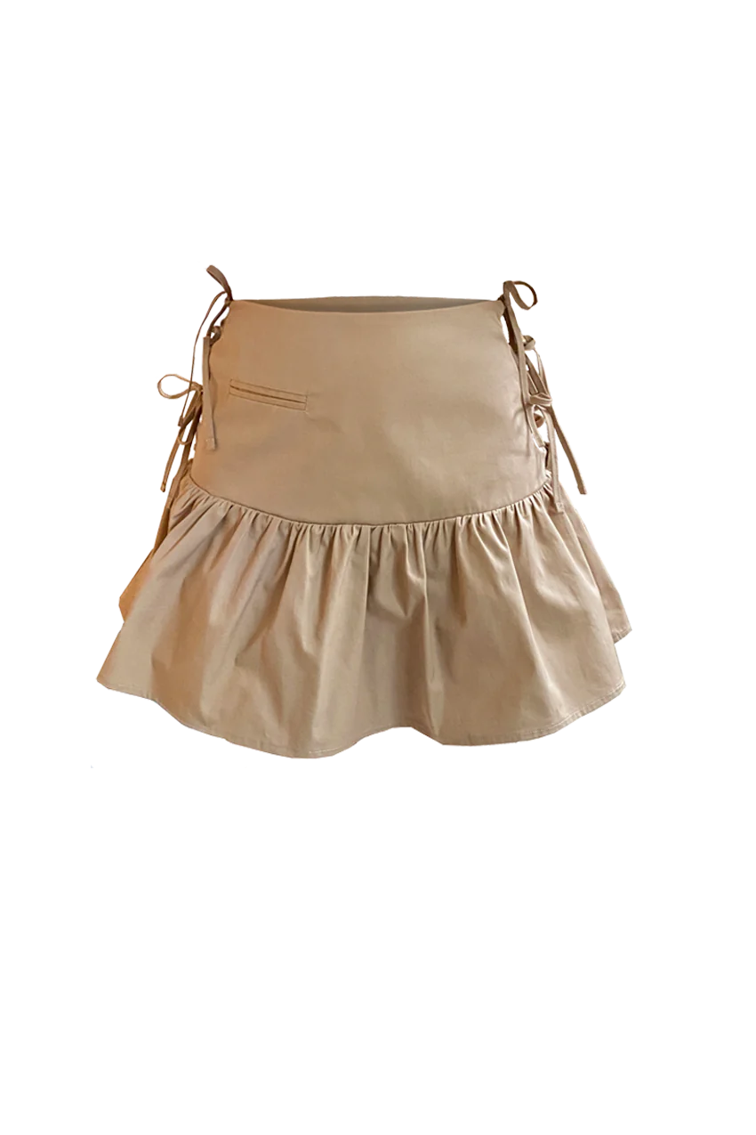 Milk Tea Mini Break Skirt linen skirt airy